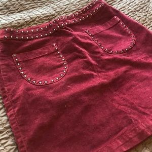 Maroon Velvet Studded Skirt